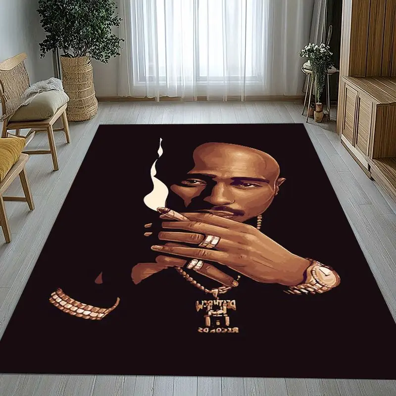 Vintage Tupac 2Pac West Coast Rap Legend Soft Non-Slip Large Area Rug for Living Room,Bedroom Carpet Mat for Sofa,Home Decor