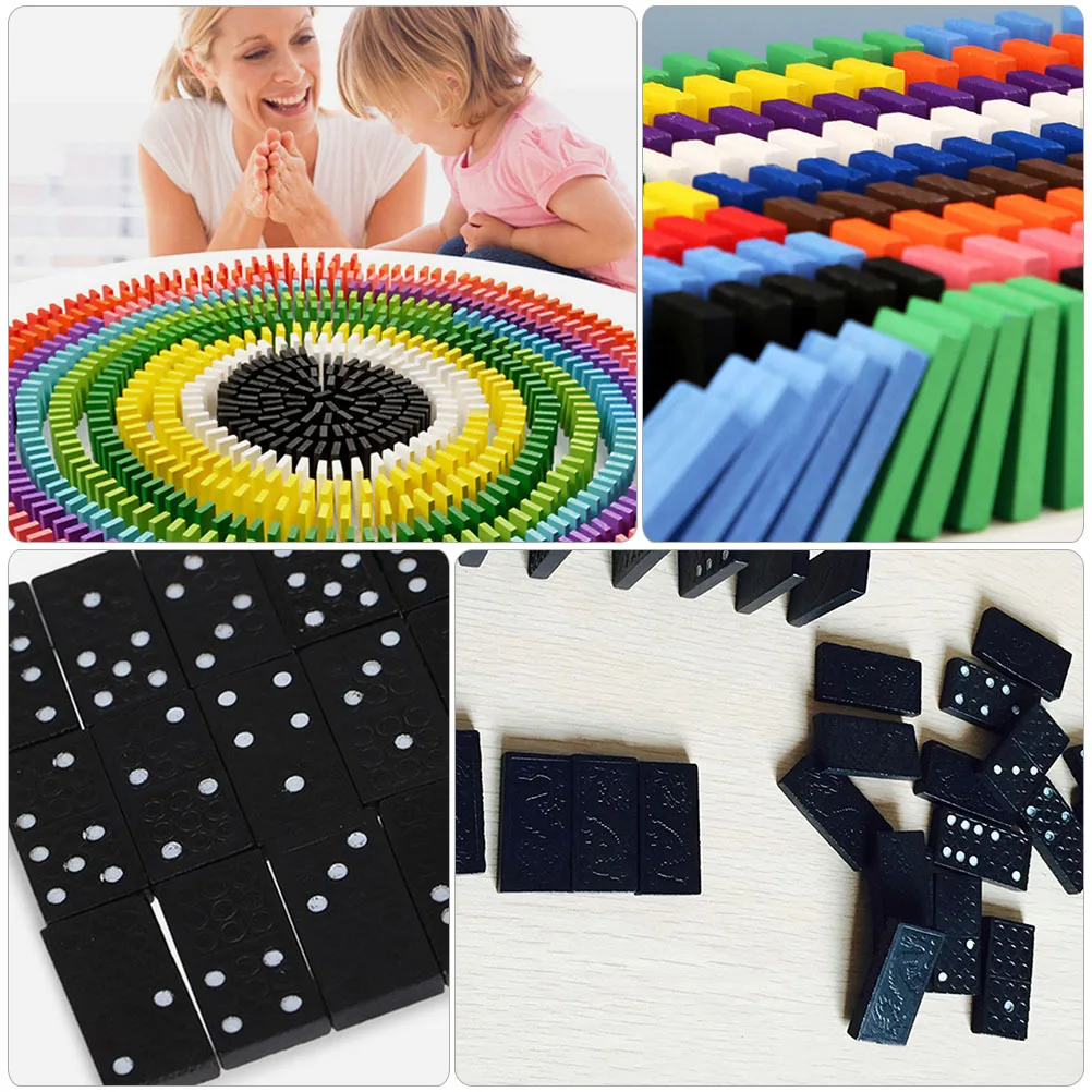 4 zestawy ciekawych domino, drewniane klocki domino dla dzieci i dorosłych, do zabawy wewnątrz i na zewnątrz, edukacyjne, rozwijające koordynację ręka-oko