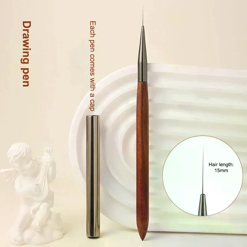 Durable Sandalwood Pole Nail Art Brush Professional Nail Liner Brush Nail Art Phototherapy Pen Nail Painting Brush