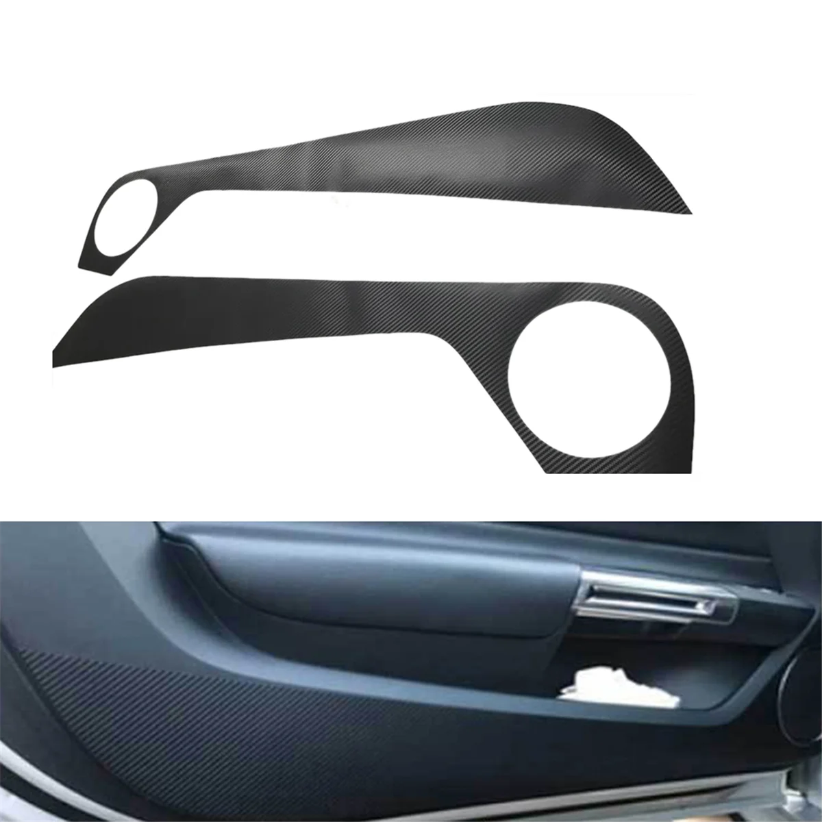 Pop 1Pair Door Panel Anti Kick Pad Stickers Trim Protector Film For Ford Mustang 2015-2024 Black Carbon Fiber Sticker Cover