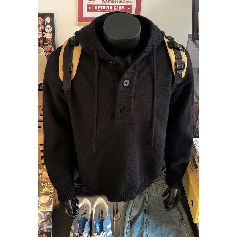 سترة صوفية برباط وإبزيم فضفاض كاجوال بقلنسوة وسترات شتوية بقلنسوة للرجال والنساء