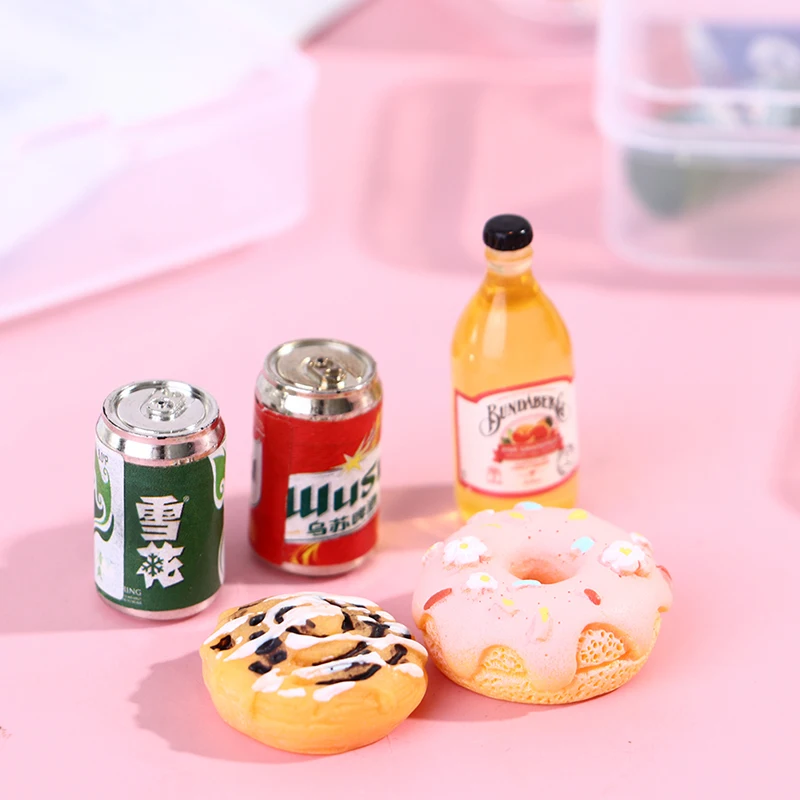 5Pcs1:12 Dollhouse Mini Drink Bottle Food Dessert Plate Pretend Play Kitchen Toy