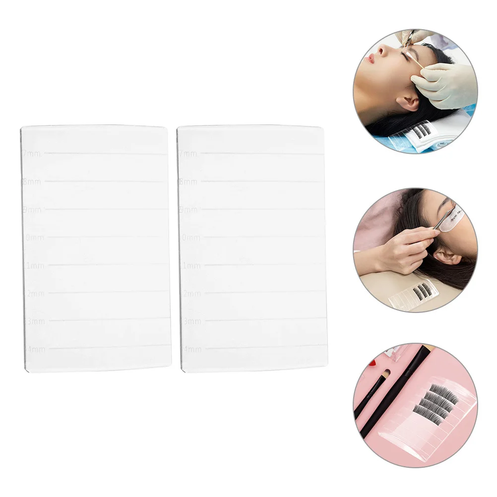 

2Pcs Lash Extension Board Transparent Eyelash Crafting Pad with Measurement Marks False Lash Storage Holder for Home and Salon
