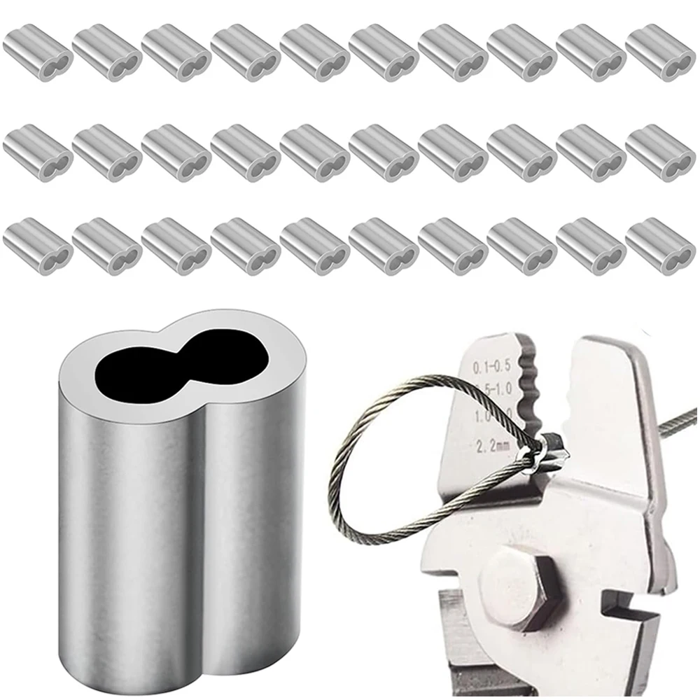 12 Sizes Aluminum Crimping Loop Sleeve M1-M12, Cable Ferrule Wire Rope Sleeves Loops Sleeve