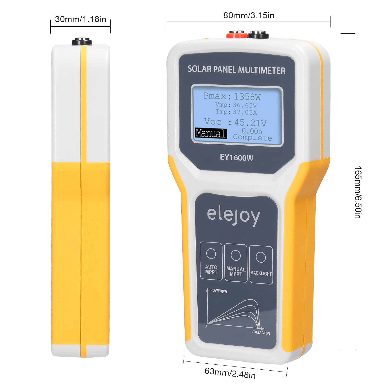 1600W Photovoltaic Panel Multimeter Solar Panel MPPT Tester Open Circuit Voltage Power Point Voltage Current Power Test Meter