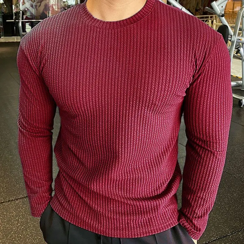

New Fitness Clothes Men's Trendy Casual Sports Long-sleeved Top Breathable Running Training Pullover Base Shirt