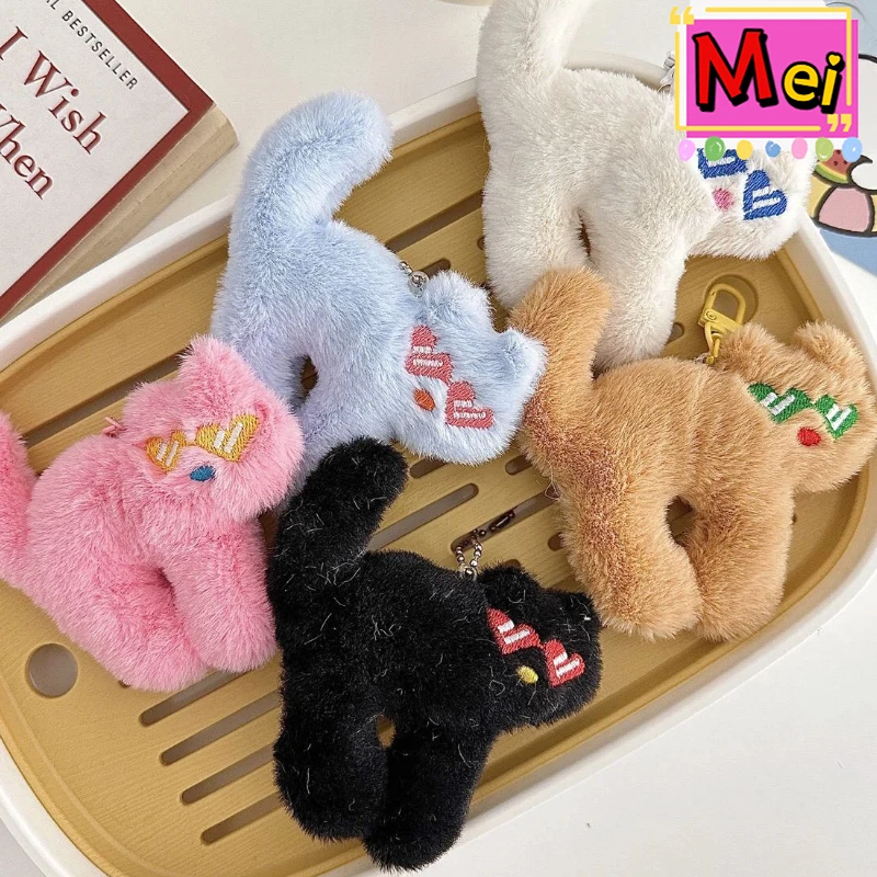 Nowy 5-częściowy uroczy, nietypowy breloczek pluszowy z kotem-muscle-cat, pluszowa zabawka kot z okularami przeciwsłonecznymi, zawieszka do plecaka, prezent na Boże Narodzenie lub urodziny