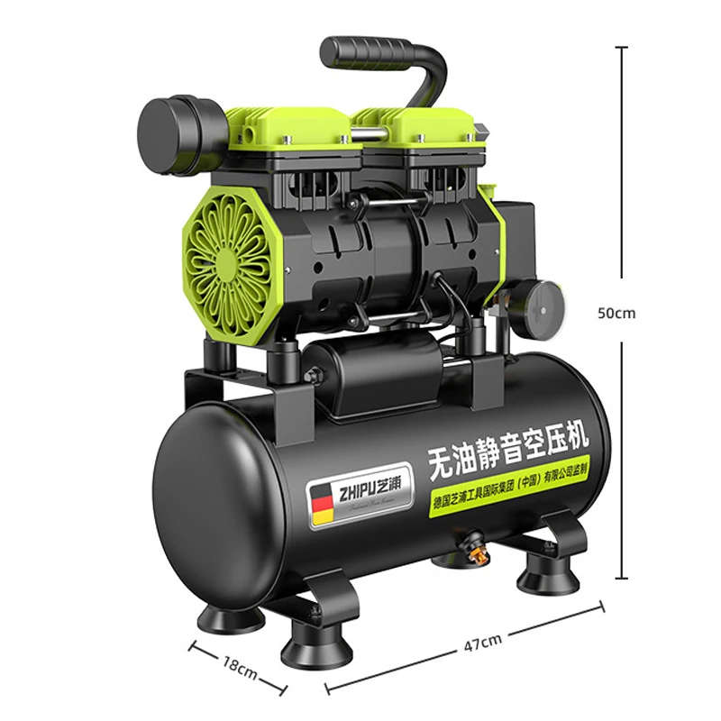 Silent Air Compressor 12L 60L Quiet Oil-free Portable Air Pump for Home Repair Tire Inflation Whisper Compressor