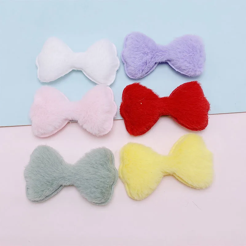 50Pcs 5*2.8CM Felt Bowknot Padded Appliques For Children Hat Sewing DIY Headband Hair Clip Accessories Patches