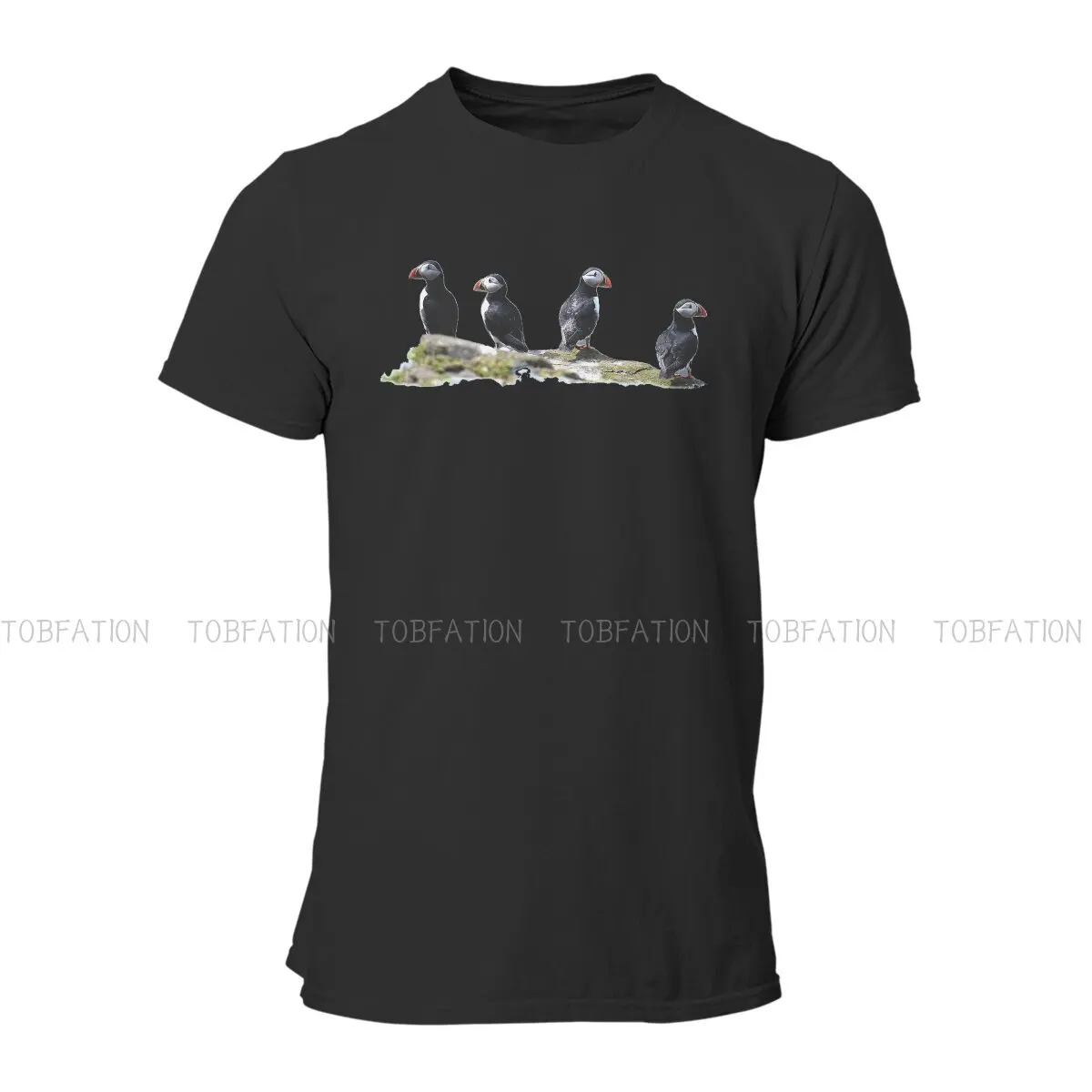 Four Atlantic  Casual TShirt Tufted Puffins Lunda Cirrhata A Rare Ornamental Bird Creative Tops Casual T Shirt Men Tee Special