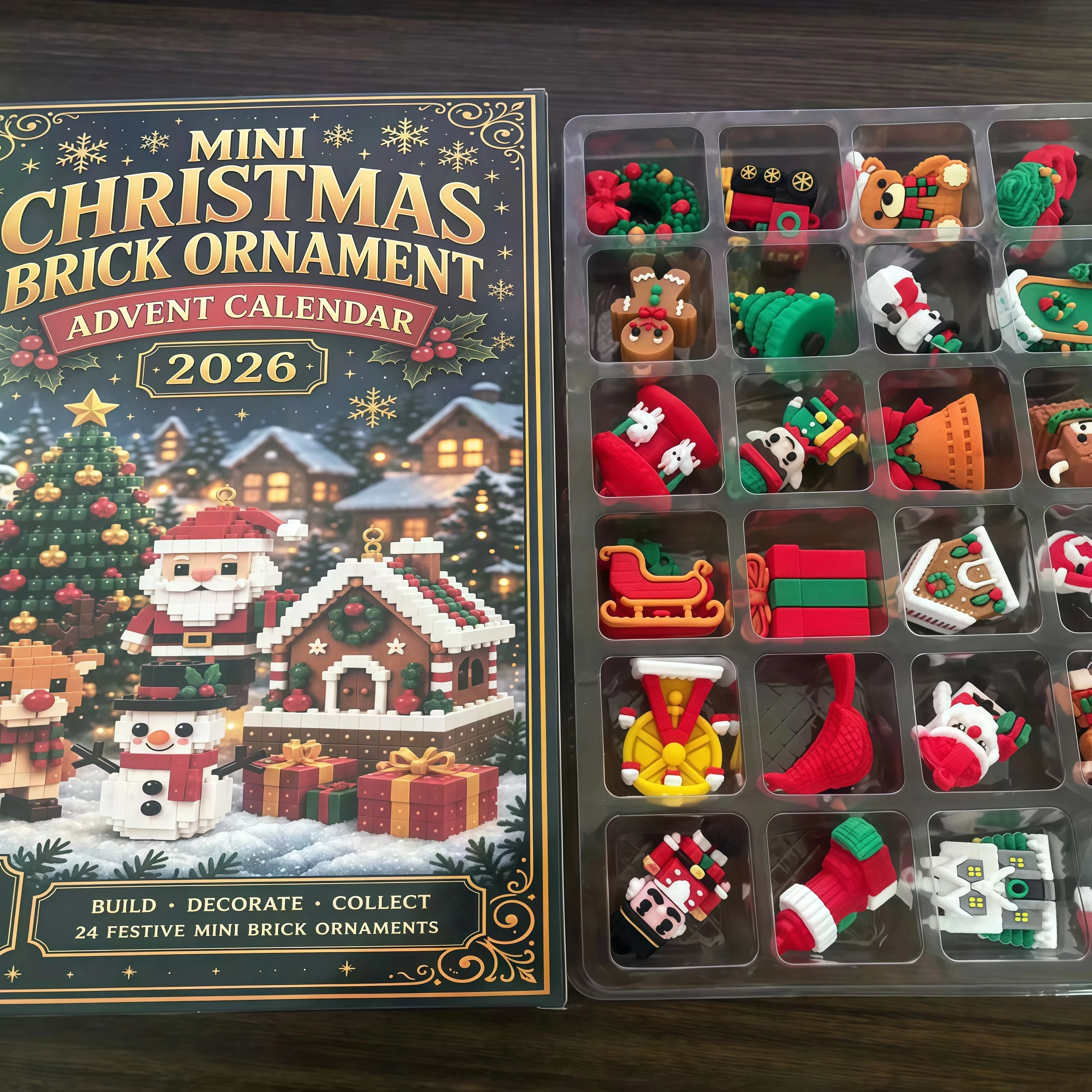 In Stock 24Day Mini Christmas Countdown Stereoscopic Model Blind Box Ornament Advent Calendar Christmas Countdown Calendar Gift