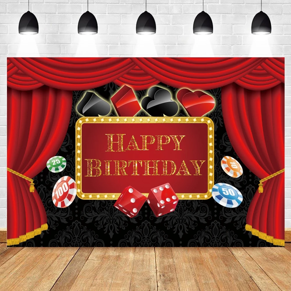 Yeele-카지노 파티 배경, 포커 라스베이거스 파티 생일 배경, 카지노 밤 사진 배경 장식 소품