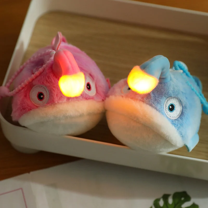 Creative Fun Kissfish Glow Plush Pendant Blue Pink Monkfish Couple Mouth Magnet Night Glow Plush Pendant Holiday Decoration Gift