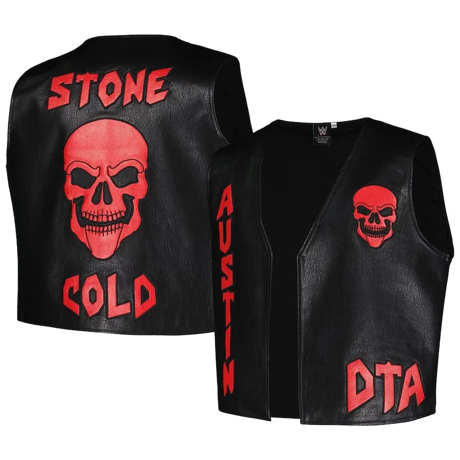 

WWE Stone Cold Steve Austin DTA Replica Vest WWF Mens Black Red Official Wrestling Merchandise