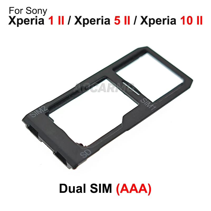 Aocarmo For Sony Xperia 1 II / 5 II / 10 II Mark 2 X1ii X5ii X10ii Dual SIM Card Holder Tray Slot Replacement Part