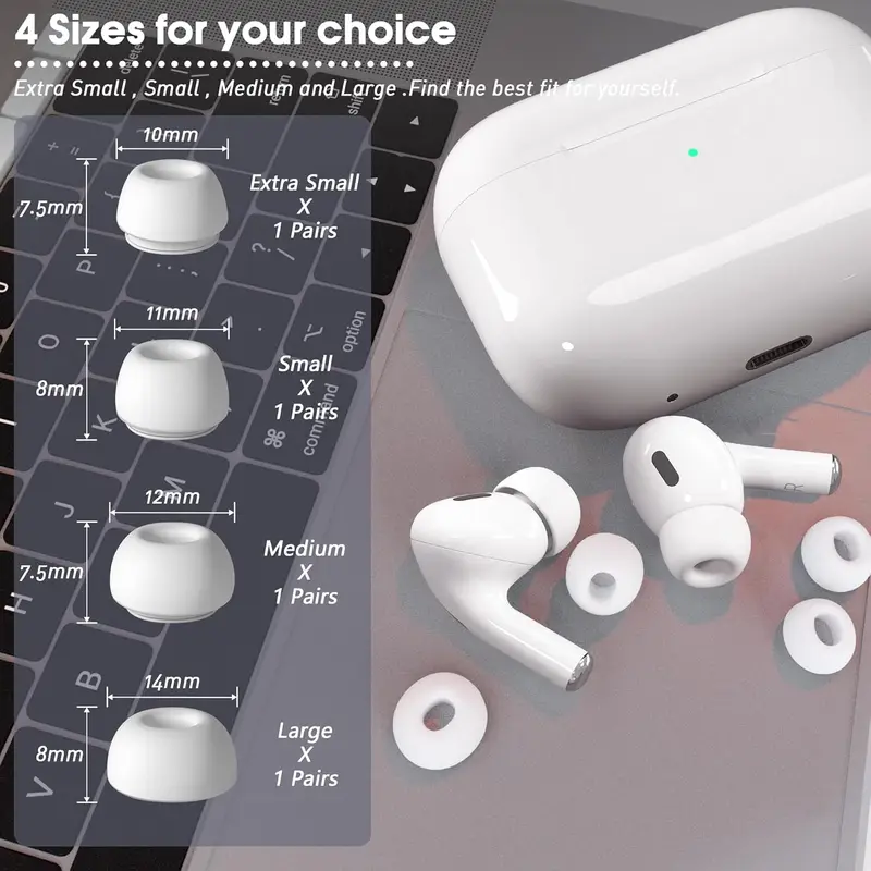 KUTOU 4 Pairs Liquid Silicone Ear Tips for Airpods Pro 1 2 Noise Reduction Pad Earplugs Boxed Ear Caps Comes with Cleaning Pen - Image 2