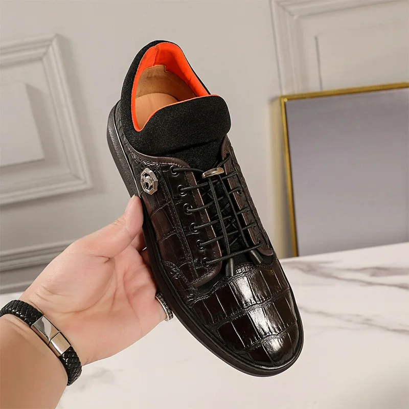 New Coffee Colored Belly Leather Suede Board Shoes Cowhide Lining Men\'s Casual Shoes Wear-resistant Sole Loafers Oxford Sneakers