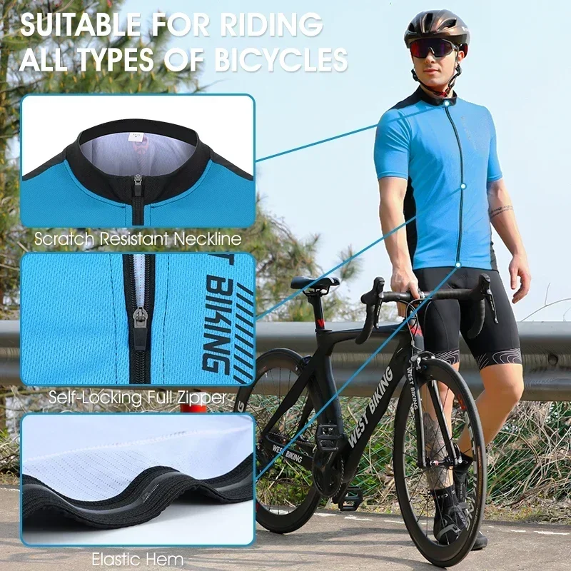

WEST BIKING XS-3XL летний велосипедный трикотаж дышащий командный гоночный спортивный велосипедный трикотаж мужская футболка с коротким рукавом для MTB эндуро