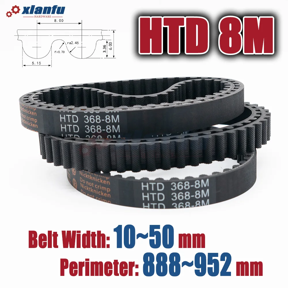 HTD 8M Rubber Timing Belt Perimeter 888 896 904 912 920 928 936 944 952mm HTD8M Machine Drive Transmission Width 10~50mm CNC 8M