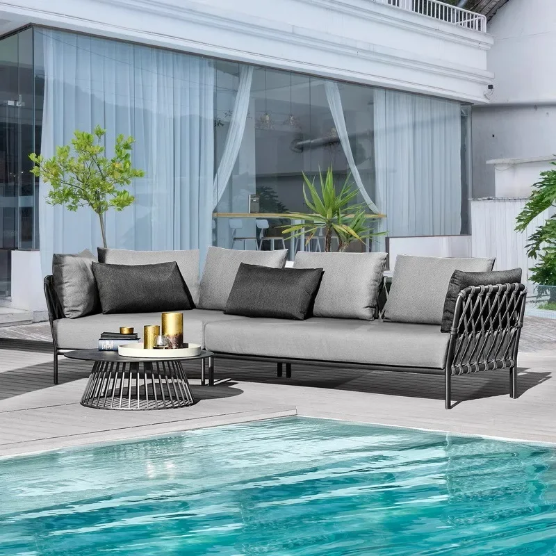 Outer Garden Villa Rattan Sofa Single Chair Coffee Table Waterproof and Sunscreen