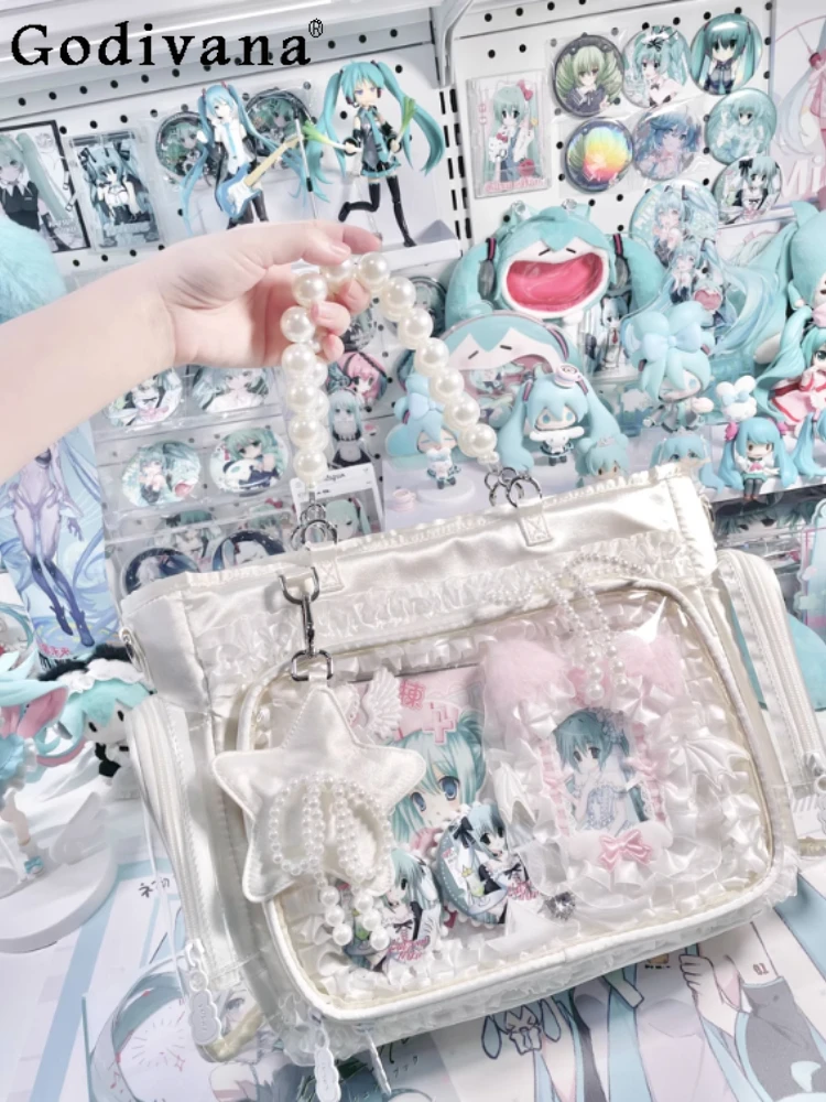 

Sweet Cute Star Pearl Transparent Itabag Women's Tote Bag Handbag Large Capacity Backpack Commute Crossbody Shoulder Bags