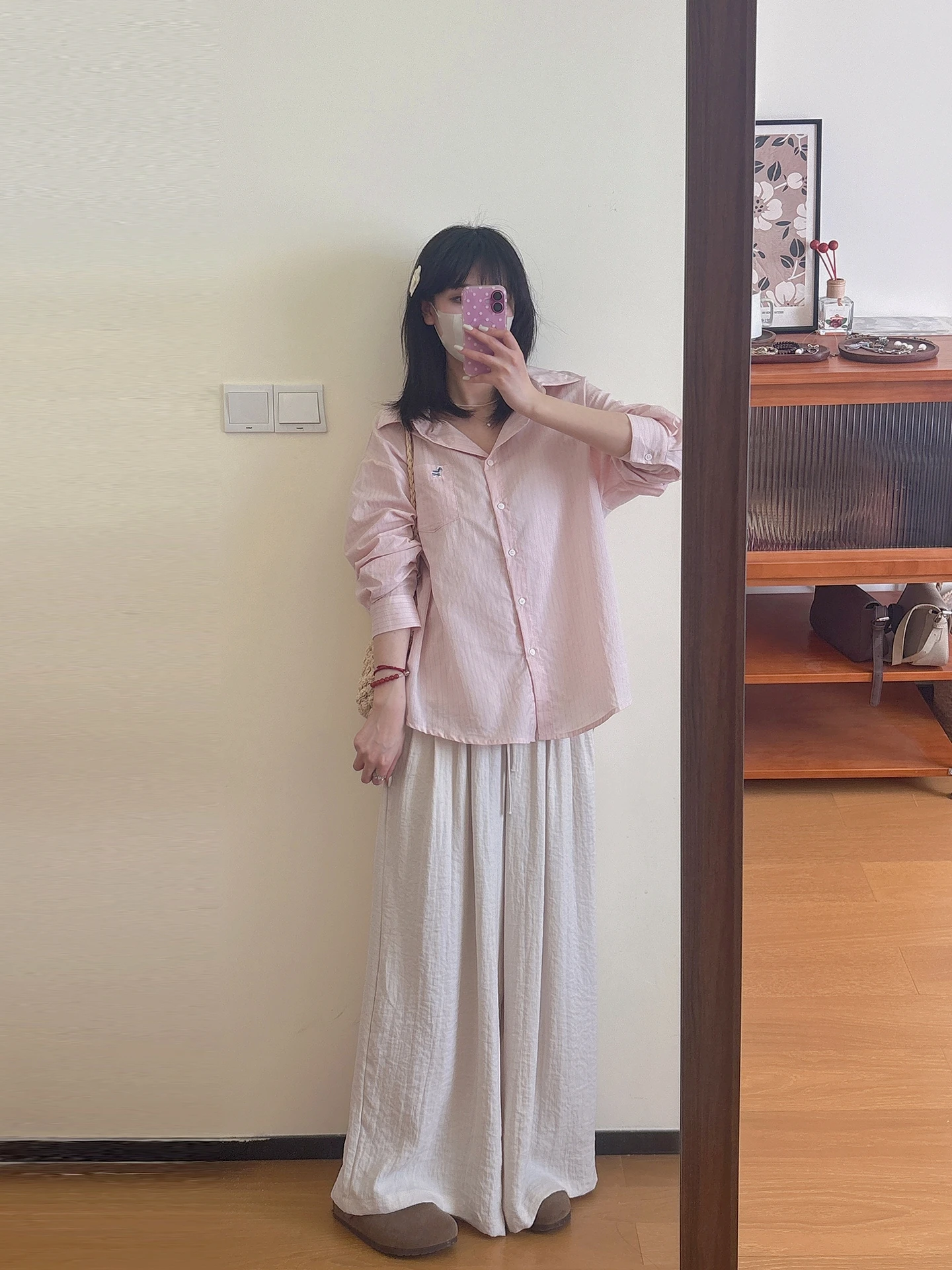 

Женская рубашка в полоску розового цвета Xiao Yan Home Gentle Wind, новая весенняя коллекция, свободный крой, тонкий топ в корейском стиле, хлопок/полиэстер