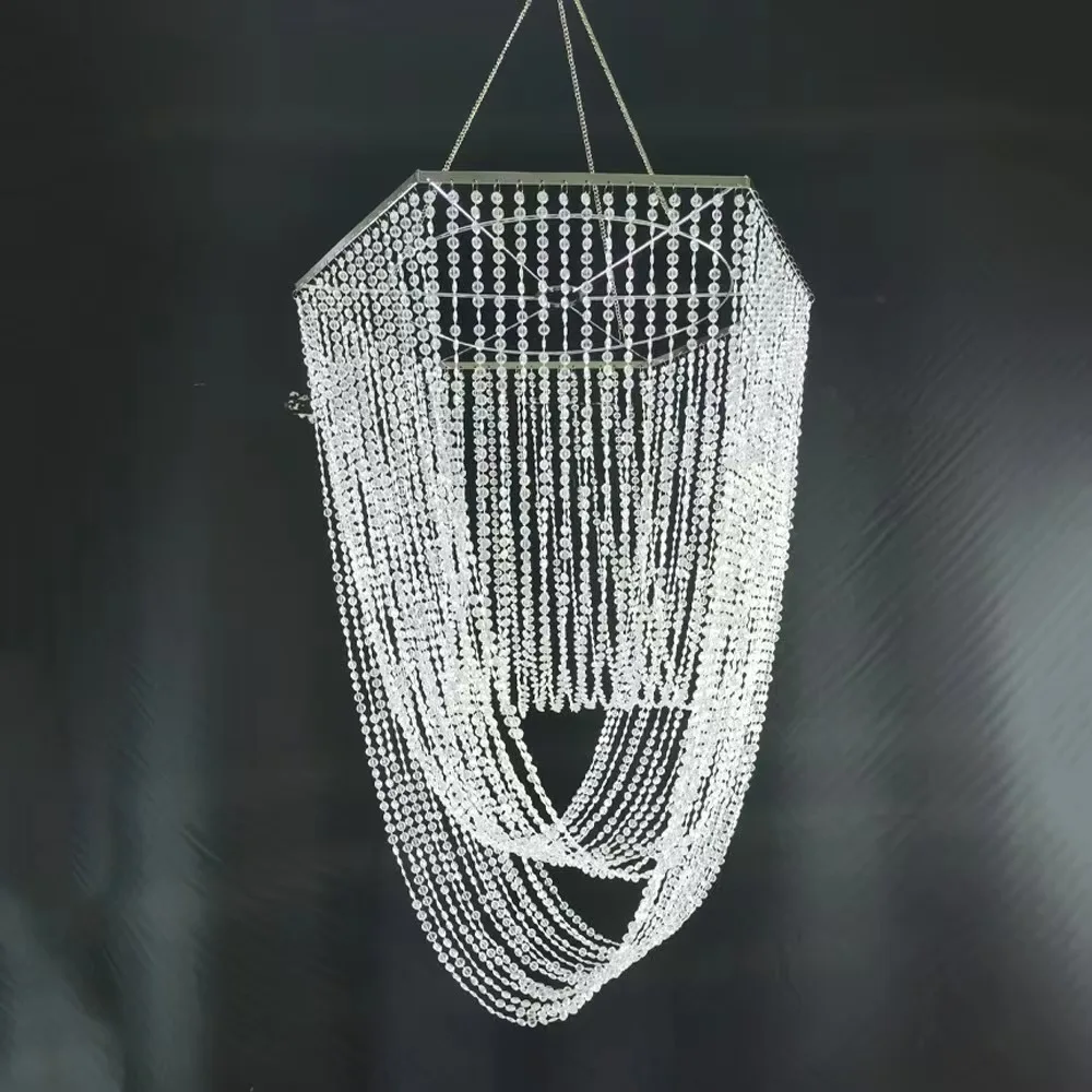 

Square Line Beads Wedding Hanging Decorations Ceiling Chandeliers For Wedding Events