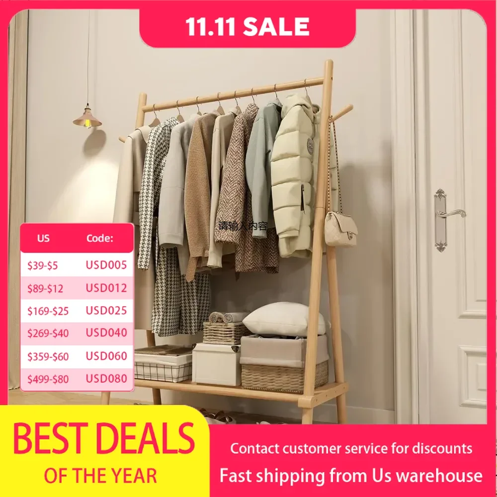 

Solid wood hangers, hangers with racks and hooks, sturdy and portable, hangers for hanging clothes, coats, skirts, bags