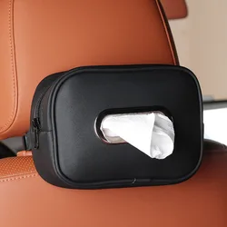 Hanging Car Napkin Holder, Center Console Armrest Box Leather Car Tissue Box, Sun Visor Backseat Tissue Case with Fix Strap
