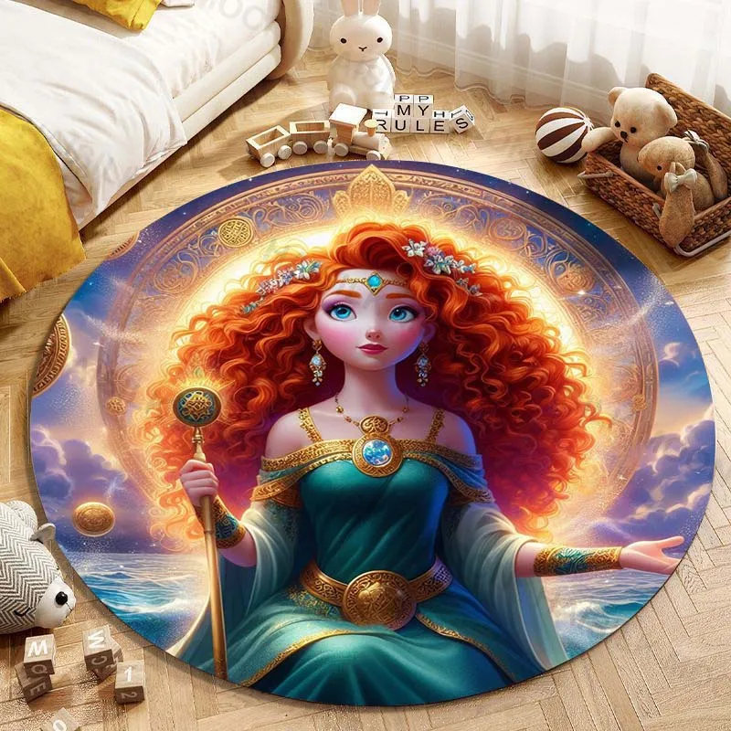 5 Sizes Disney Brave Merida Princess Printing Round Carpet Living Room Bedroom Table and Chair Sofa Decorative Carpet and Rug