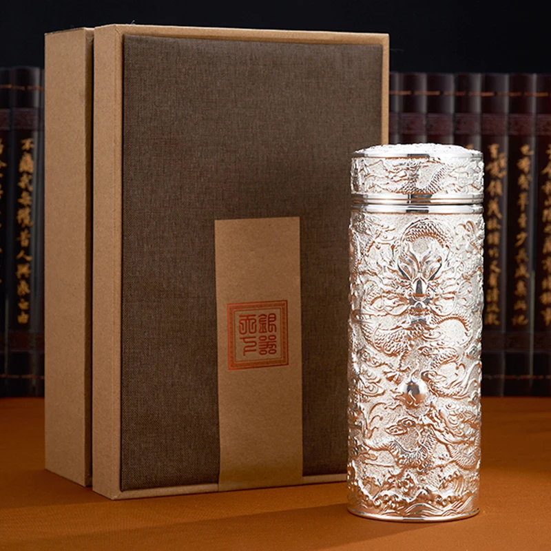 Teapot Thermos Inner Wall Sterling Silver 99.9% Thermos Mug Stainless Steel Tumbler Thermos Travel Coffee Mug 350ml