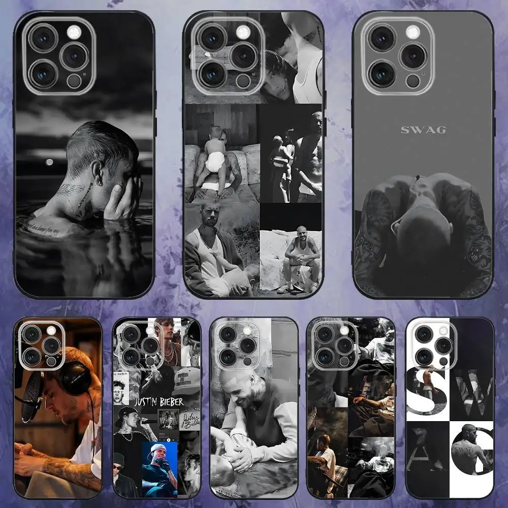 

Swag J-Justin B-Bieber Phone Case For iPhone 17,16,15,14,13,12,Pro,Max,Plus,E,SE4,Air,Mini Black Soft Box