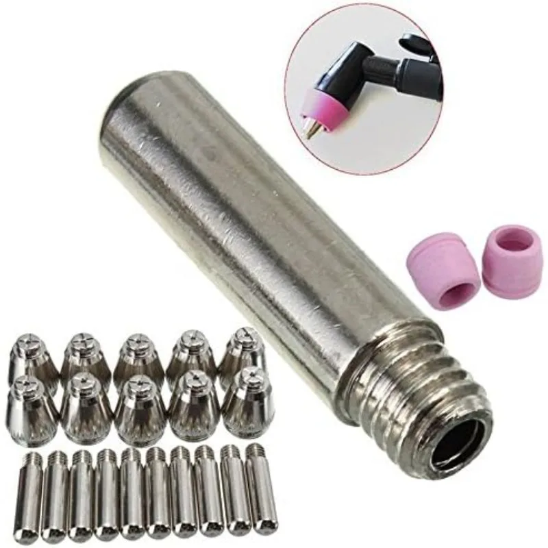 Imagem -03 - Eletrodo Bicos Copos Kit Tocha Cortador Plasma Kit Eletrodo Cobre Galvanizado Cerâmica Sg55 Ag60 Consumíveis 26 Pcs