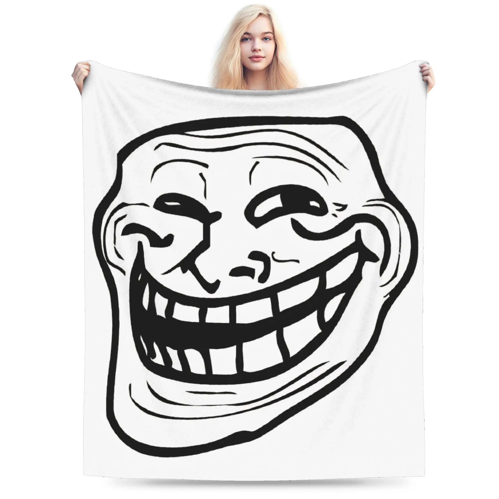 Funny Trollface  Stuff Blanket Soft Flannel  Throw Blankets Cozy Bedspread