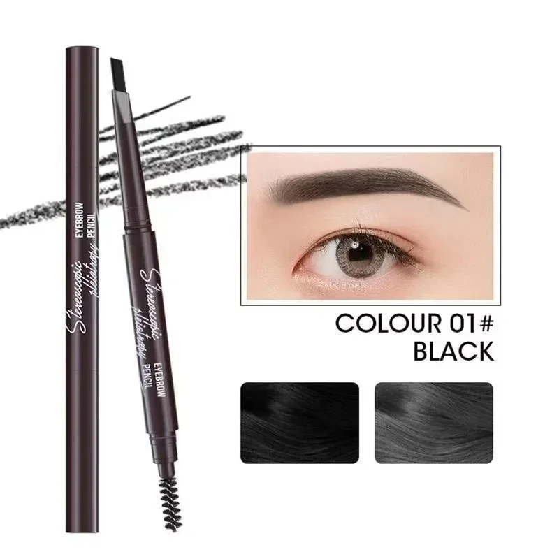 5 สี 2 in 1 ดินสอเขียนคิ้ว professional เครื่องสําอางค์แต่งหน้ากันน้ําสีดําสีน้ําตาลดินสอเขียนคิ้วแต่งหน้าเครื่องสําอาง Natural Eye