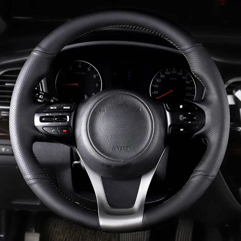 Custom Hand Sewing Steering Wheel Cover Wear Resistant and Non-slip Microfiber Leather For Kia K5 Optima 2014 2015 Auto Interior