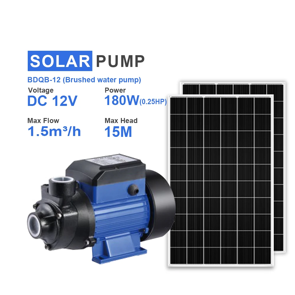 Deep well fish pond agricultural complete set of high pressure 4 inch DC brush Qb solar water