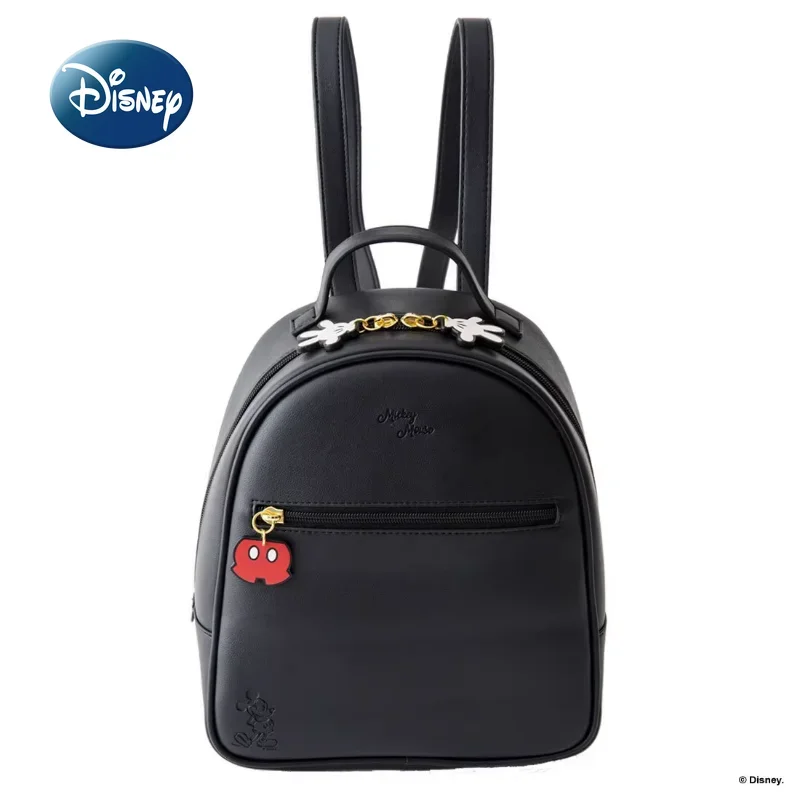 Mochila multifuncional Disney-mickey para mulheres, grande capacidade, bolsa de armazenamento de viagem, zíper pu, bolsa escolar prática, original,