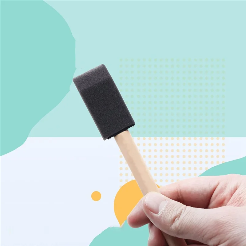 

120 шт. пензлики для рисования, 1-дюймовая пенопластовая кисть с деревянной ручкой, объемные губчатые кисти для рисования, художественные кисти из пенопласта