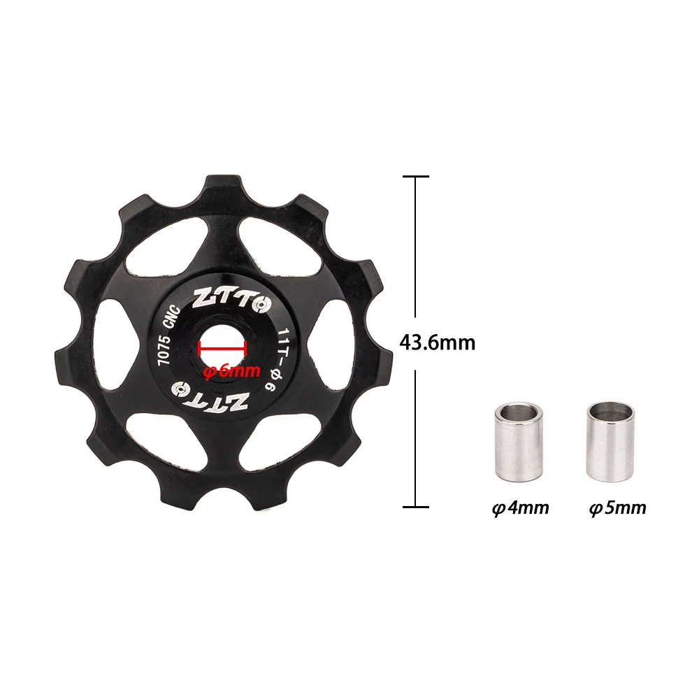 ZTTO 11T 13T MTB Bicycle Rear Derailleur Jockey Wheel Steel Bearing Pulley AL7075 CNC Road Bike Guide Roller Idler 4mm 5mm 6mm