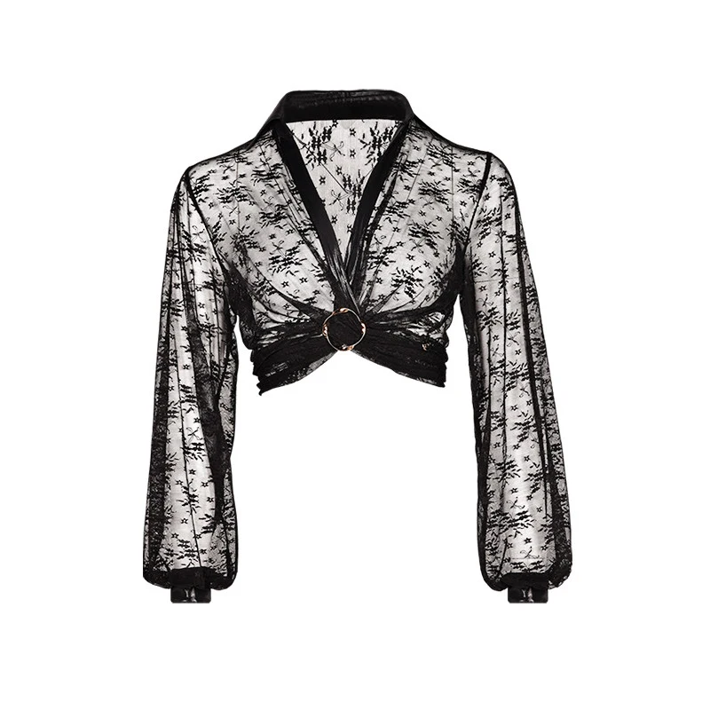 Zwart Kant Lange Mouwen Latin Dance Top Vrouwen Samba Rumba Ballroom Dans Tops Volwassenen Moderne Dans Top Training Slijtage DW11175