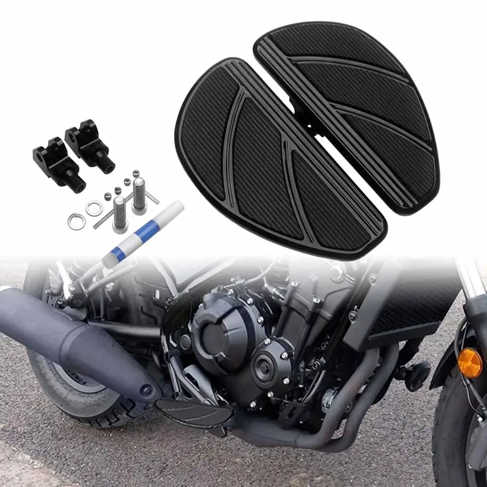 Driver Front Footboard With Non-Slip Rubber Footrest Fits For Honda Rebel Cmx300 Cmx500 2017-2026 High Quality Material Black
