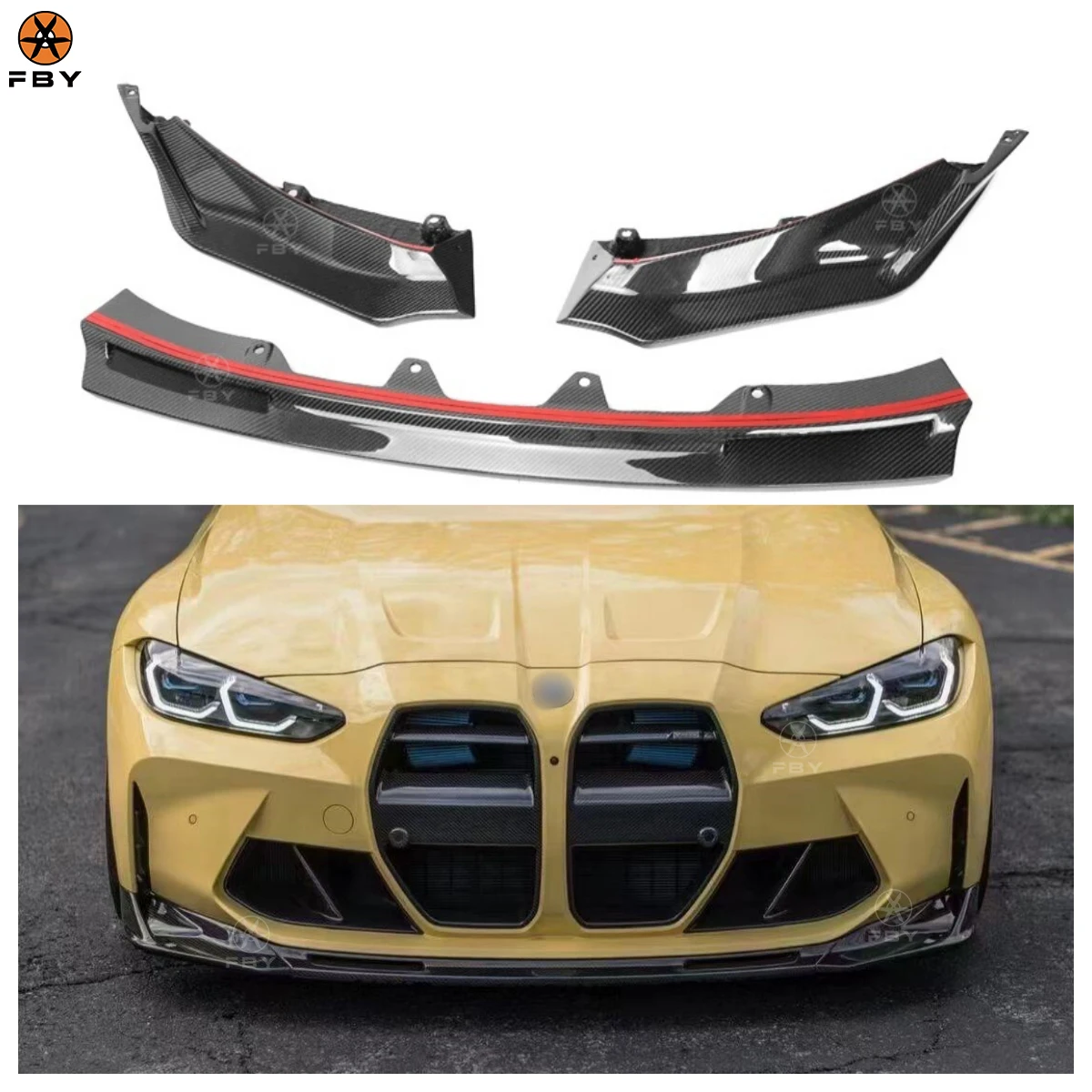 

Wholesale V Style Carbon Fiber Front Bumper Lip for G80 G82 M3 M4 Car Carbon Fiber Body Kit