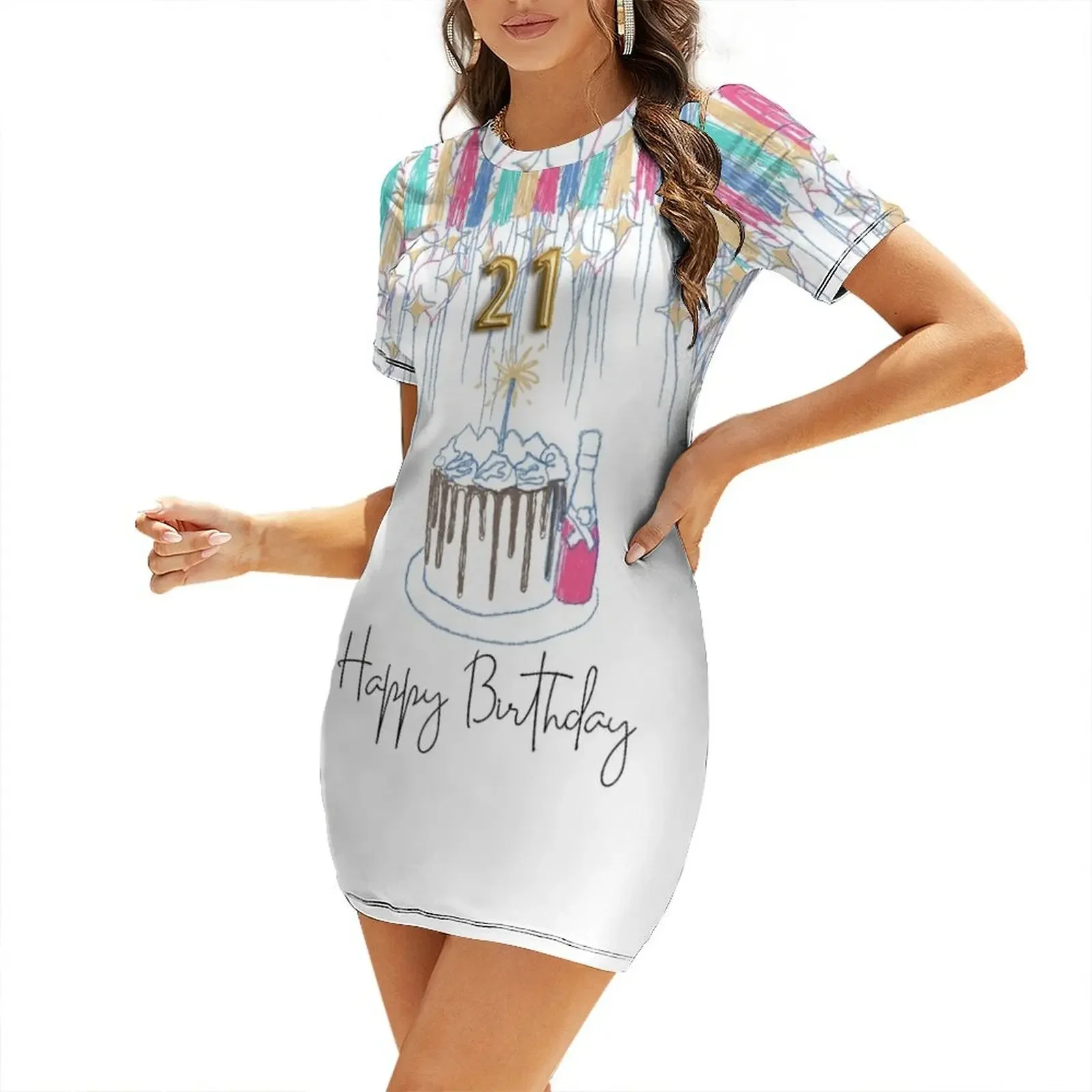 

Copy of Happy 21st birthday 21 Short-Sleeved Dress Dresses for wedding party birthday dress Party dresses evening dress