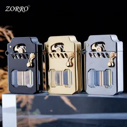 ZORRO Metal Mech High Quality Grinding Wheel One Click Launch Ignition Kerosine Lighter Visible Gas Window Lighters Smoking Gift