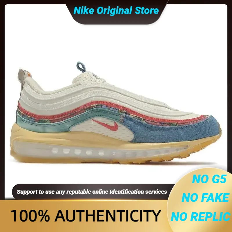 

Кроссовки Nike Air Max 97, кокосовое молоко Fossil, джинсовые, красные