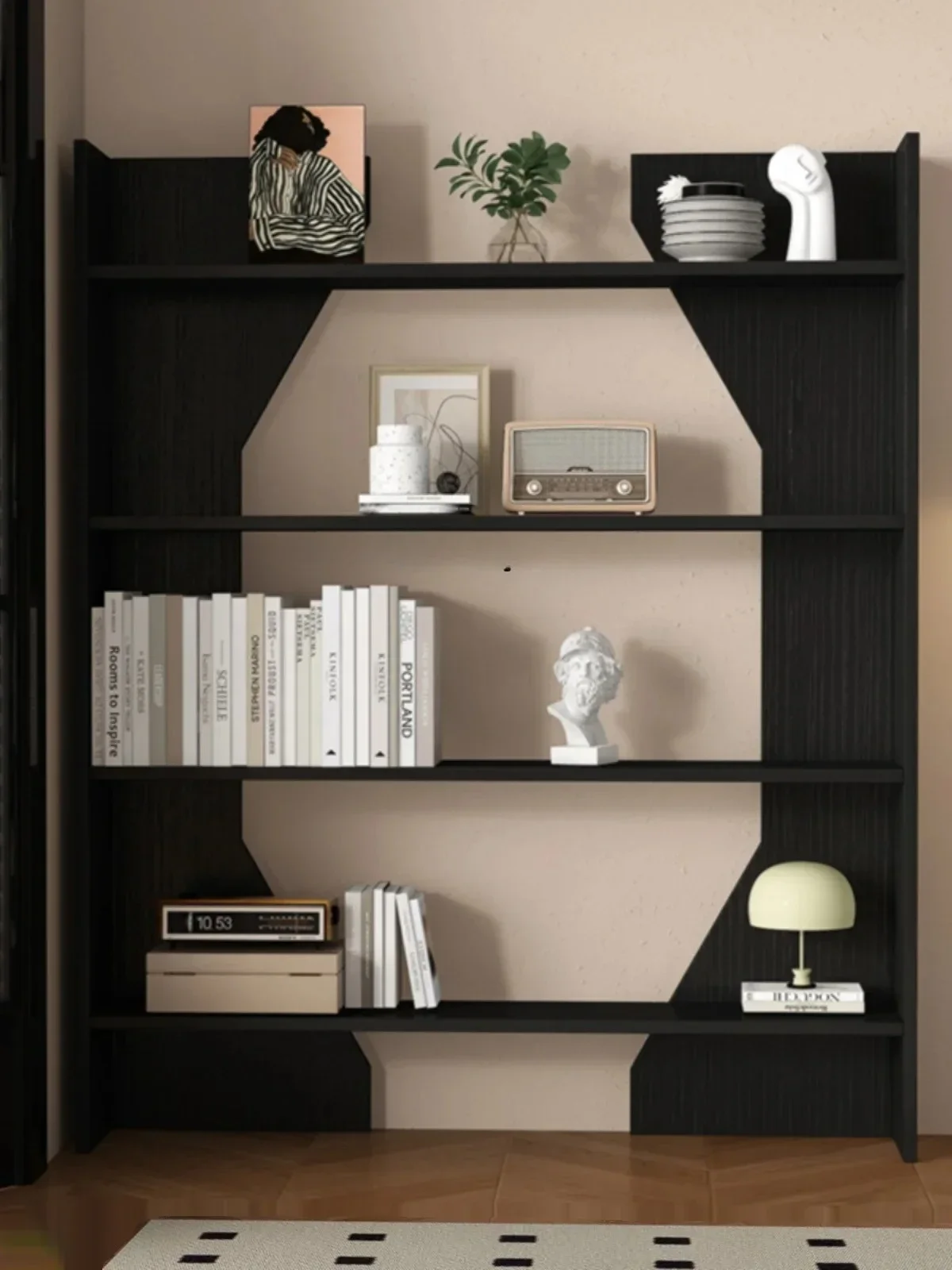 Mid-Ancient Bookshelf Curio Shelf Ornaments Shelf Modern Minimalist Living Room Partition Frame Chinese Style Magazine Display