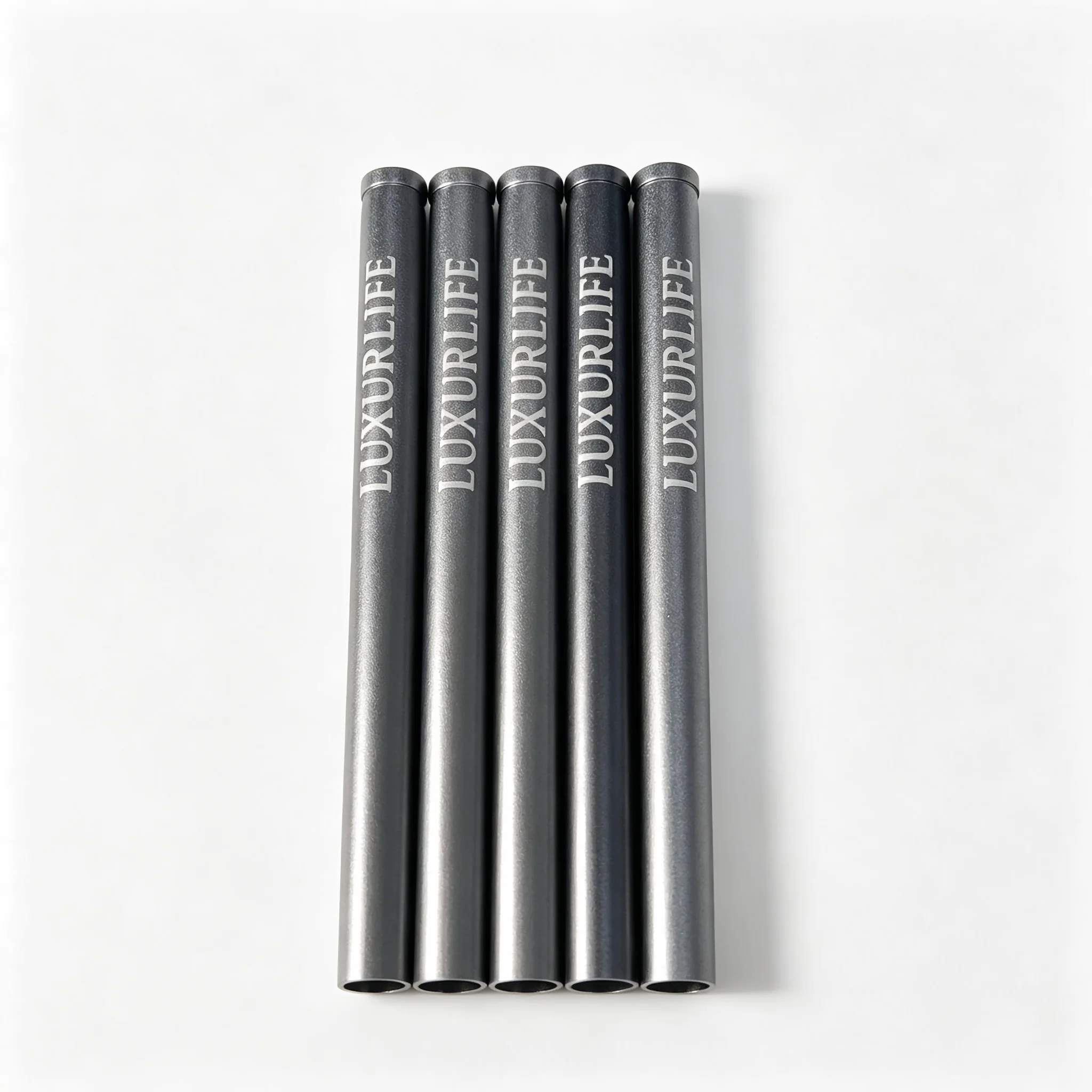 Aluminum Alloy Straw for Snuff Box – 73mm / 3.5mm, Sandblasted Grip, Grey 5/10-Pack