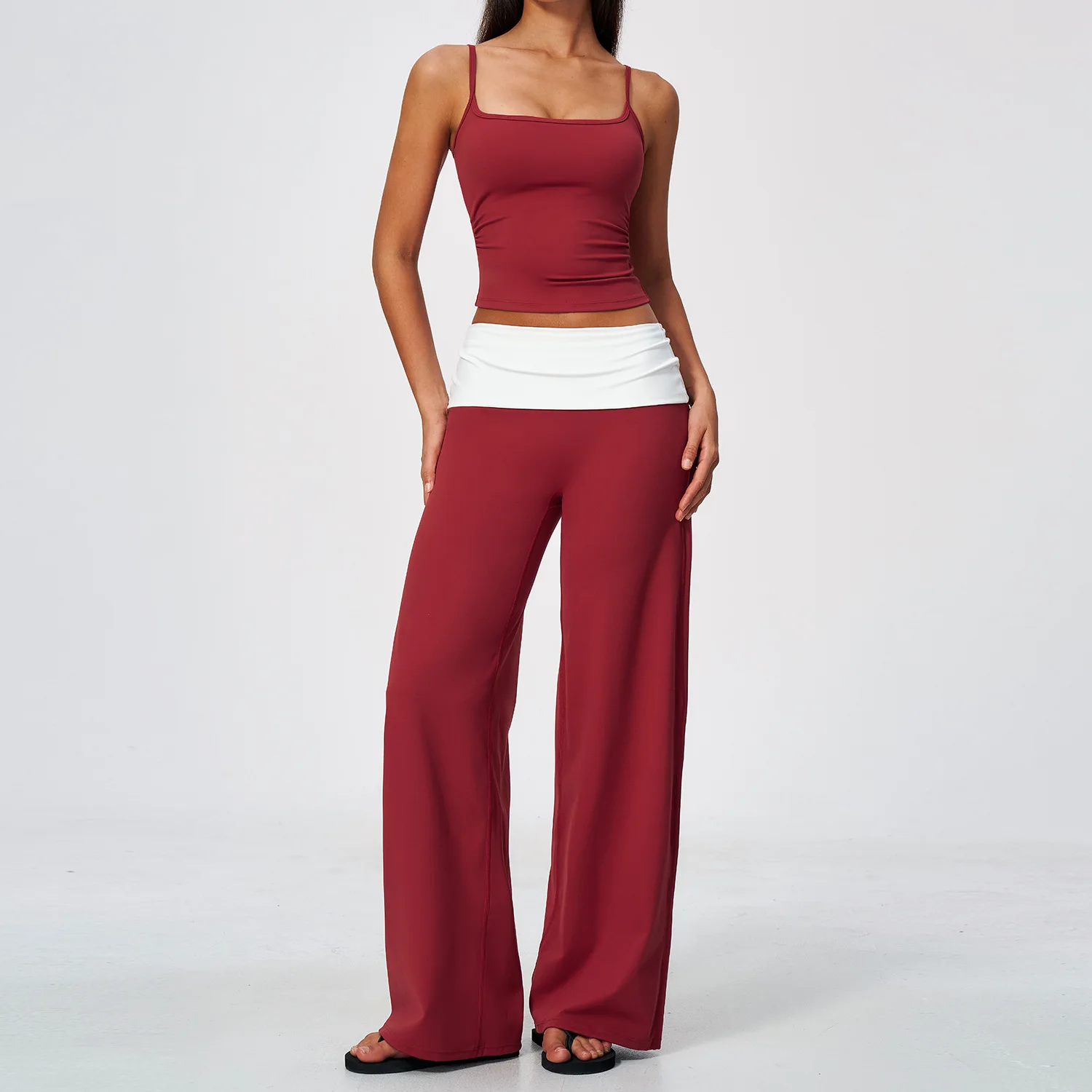 Zip Jacket Wide Leg Pants 2 Piece Yoga Set Women Gym Fitness Running Workout Tracksuit Sportswear Stretch Slim - view 5