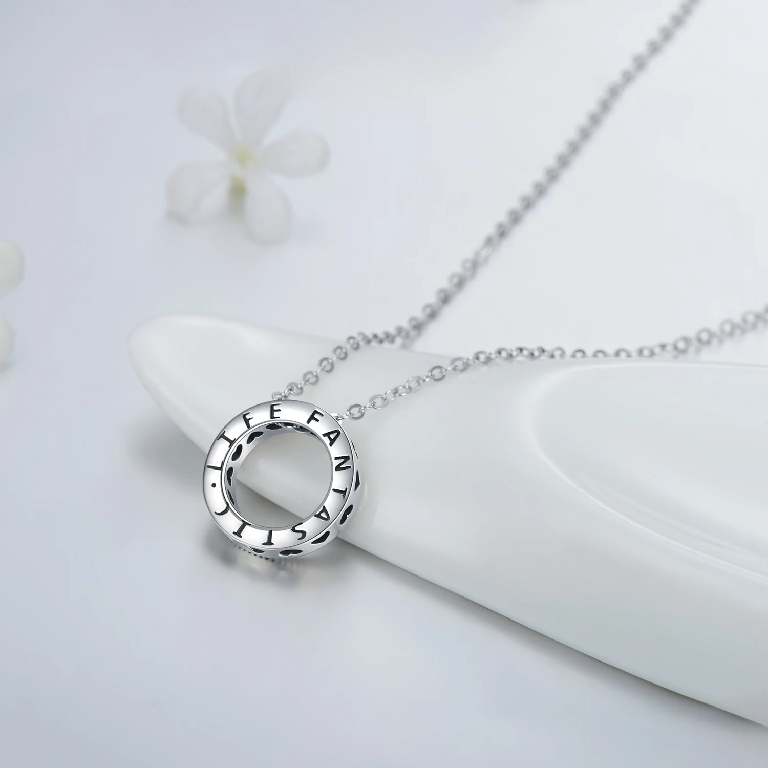 Modian romantyczny prawdziwe 925 Sterling Silver moda okrągłe serca naszyjnik dla kobiet fantastyczne życie naszyjniki biżuteria ślubna prezent — zdjęcie 4